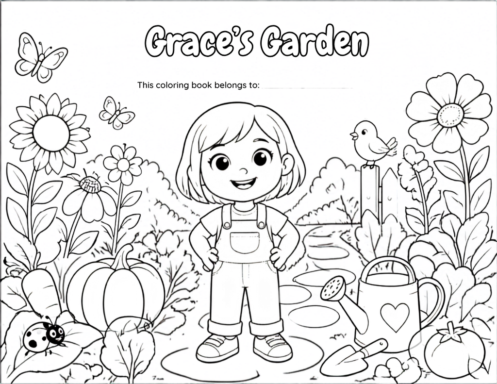Hope's Garden Coloring Book cover – printable garden and animal coloring pages for kids