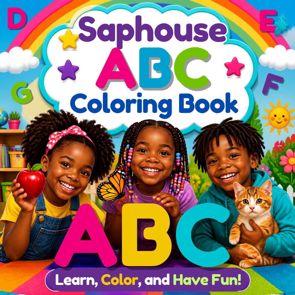 ABC Coloring Book cover – printable alphabet coloring pages for kids by Soiled Society