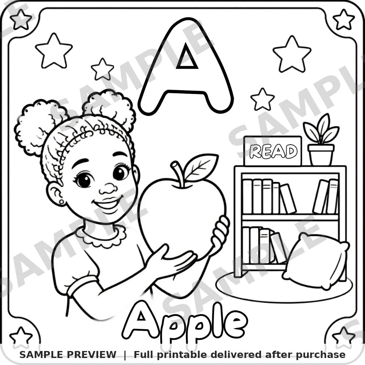 ABC Coloring Book sample page 2 (watermarked preview)
