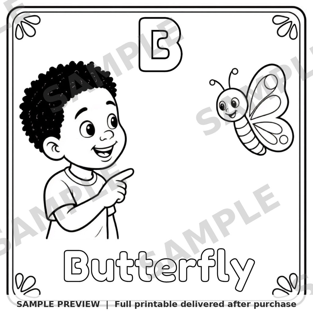 ABC Coloring Book sample page 3 (watermarked preview)
