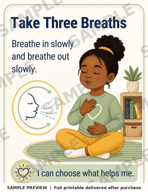 Calm-Down Choice Card Deck sample page 2 (watermarked preview)