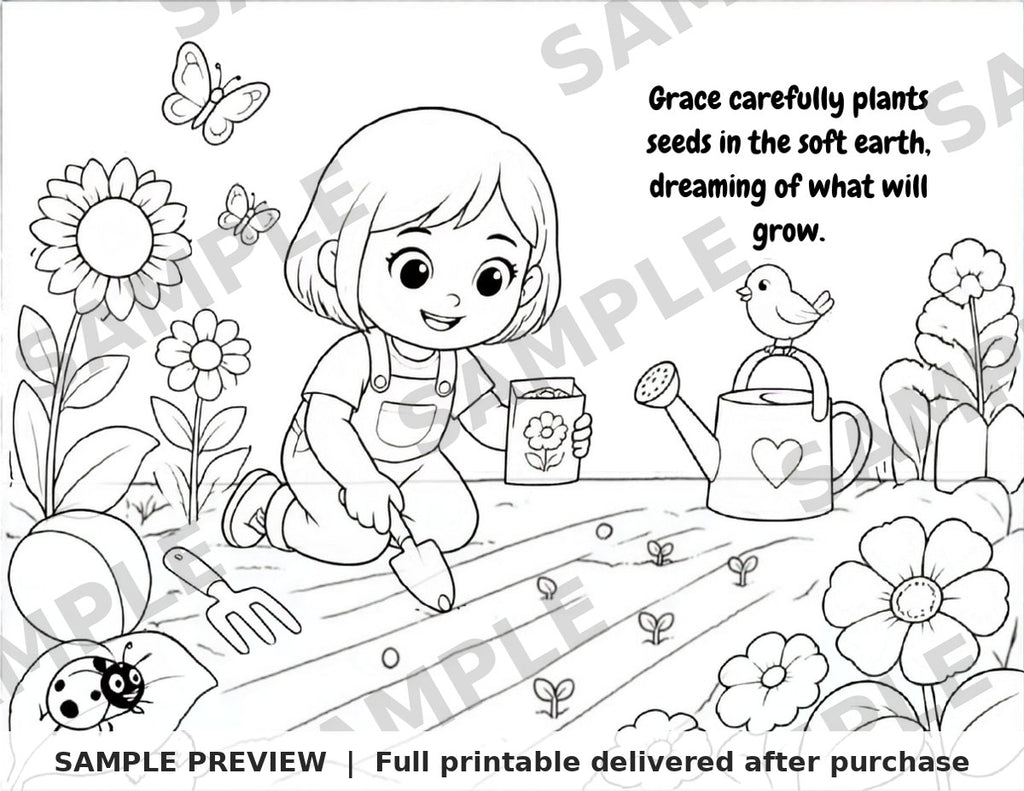 Hope's Garden Coloring Book sample page 2 (watermarked preview)