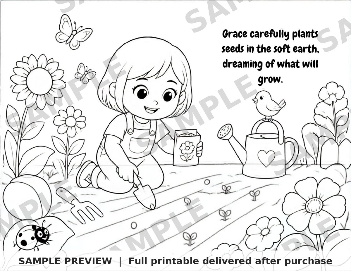 Hope's Garden Coloring Book sample page 2 (watermarked preview)