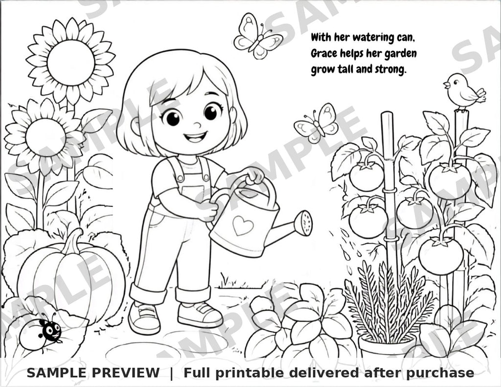 Hope's Garden Coloring Book sample page 3 (watermarked preview)