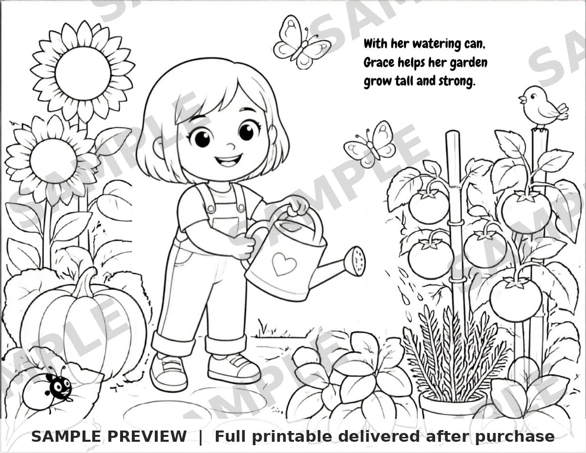 Hope's Garden Coloring Book sample page 3 (watermarked preview)