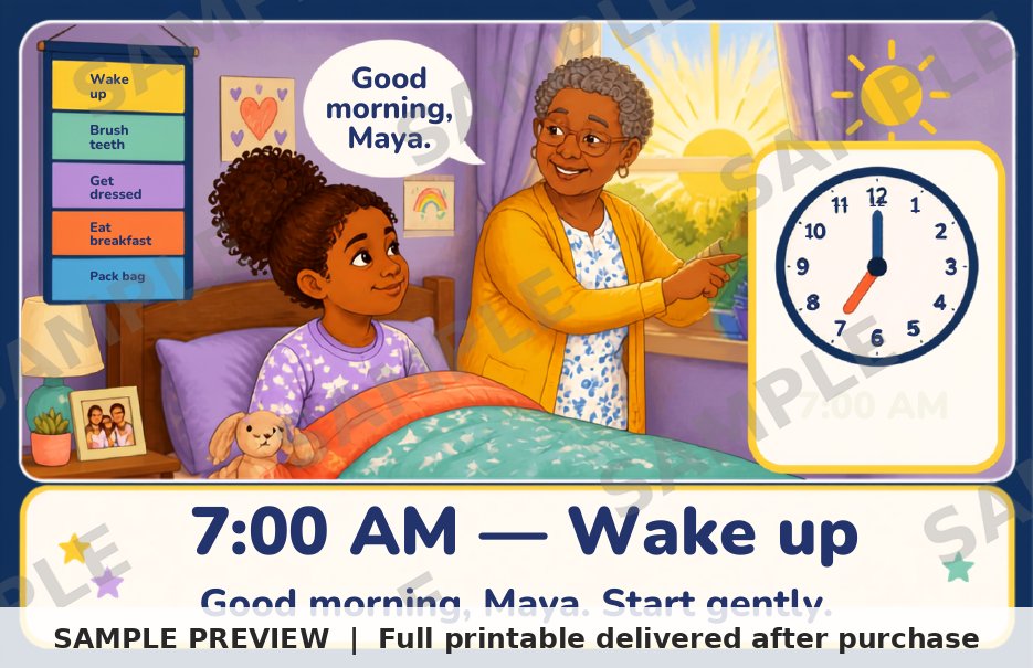 Inclusive School-Morning Routine Card Deck sample page 2 (watermarked preview)