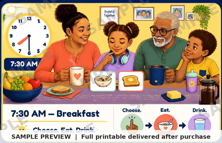 Inclusive School-Morning Routine Card Deck sample page 4 (watermarked preview)