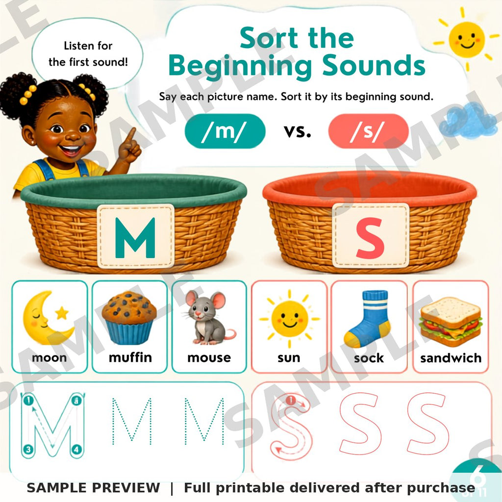 Phonics and Beginning Sounds Workbook sample page 10 (watermarked preview)