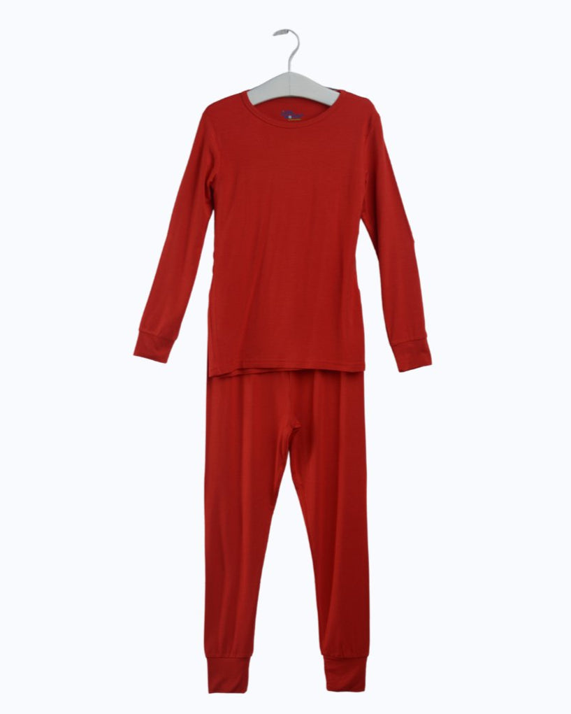 Kids Red Christmas Pajamas – Bamboo Two-Piece Set